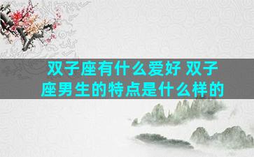 双子座有什么爱好 双子座男生的特点是什么样的